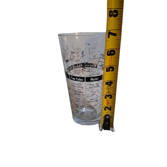 Vintage Cocktail Mixer Glass with Recipes - Martini Pitcher, Clear Black Cocktai - Picture 6 of 8